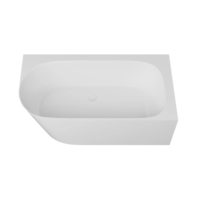 WANNA WOLNOSTOJĄCA NUVIO 158 SNOW WHITE NAROŻNA Z KONGLOMERATU PRAWA