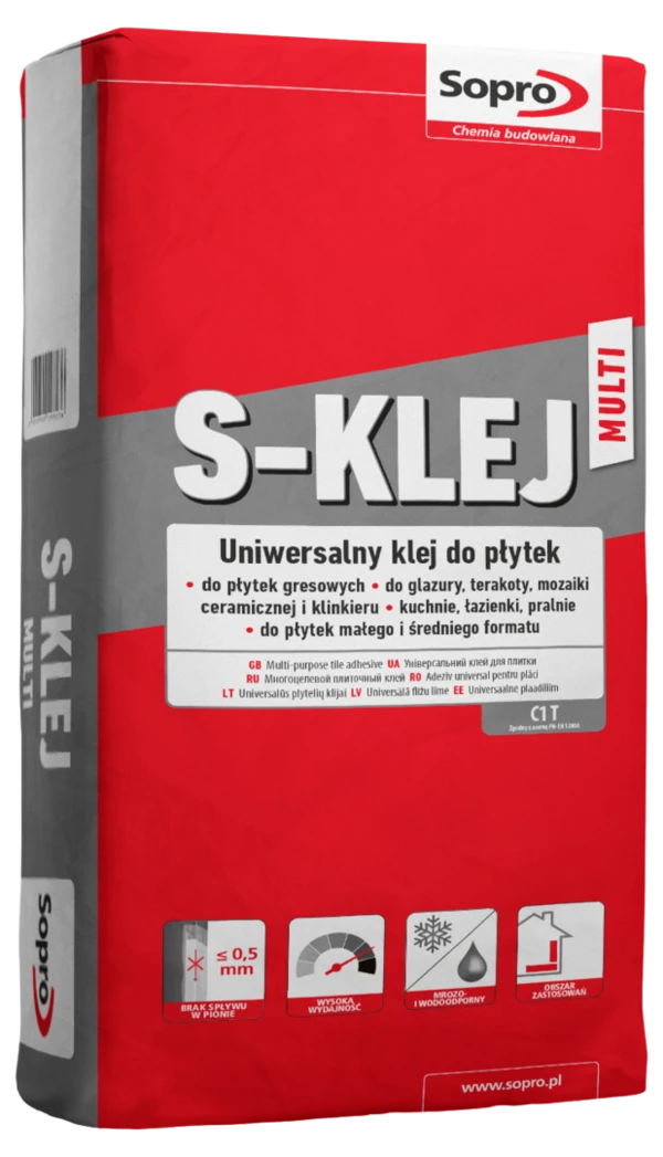 S-KLEJ MULTI UNIWERSALNY KLEJ DO PŁYTEK 22,5 KG